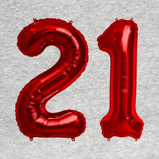 Red 21st Birthday Metallic Helium Balloons Numbers by podartist